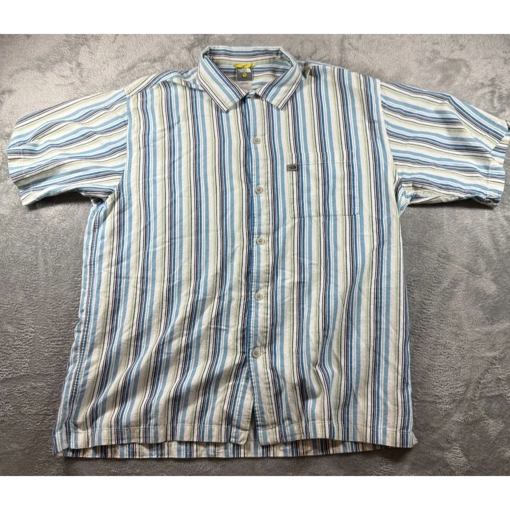 The North Face A5 Series Shirt Men's Large Striped Button Front Short Sleeve